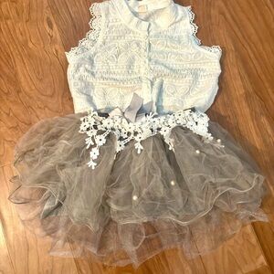 Darling girls Gray Tulle Skirt Set